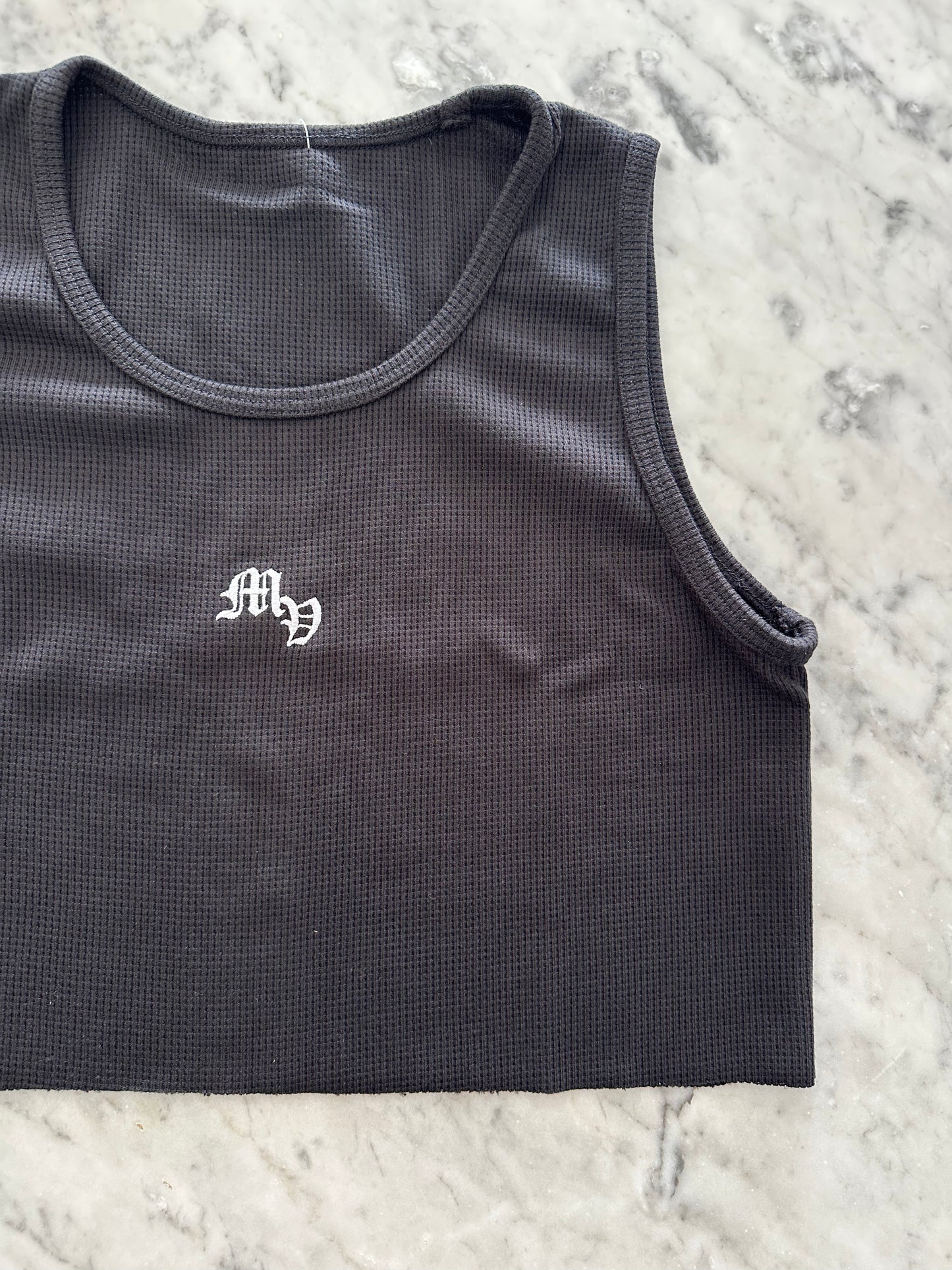 Cropped waffle singlet