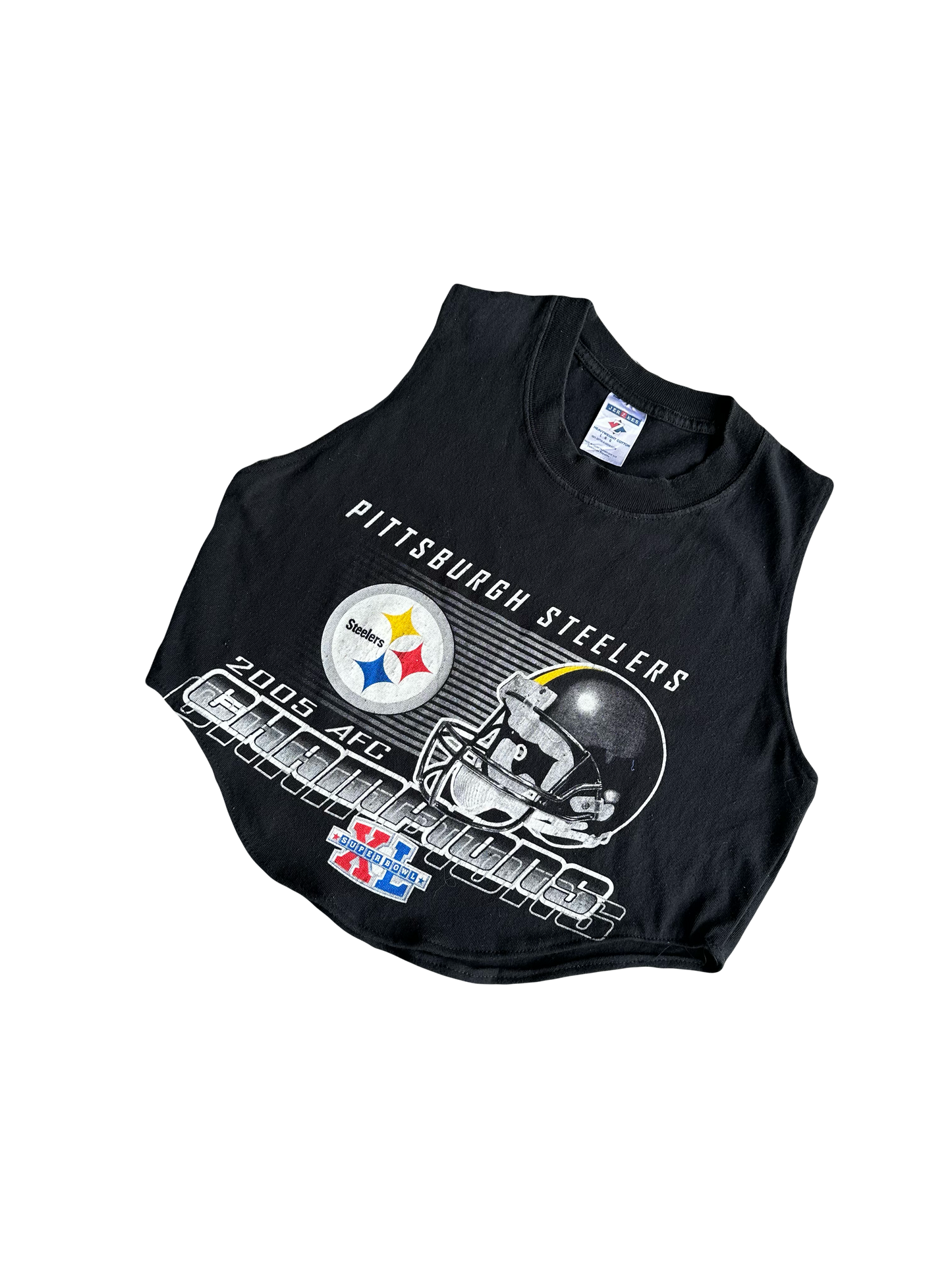 Custom cut off Steelers crop tee