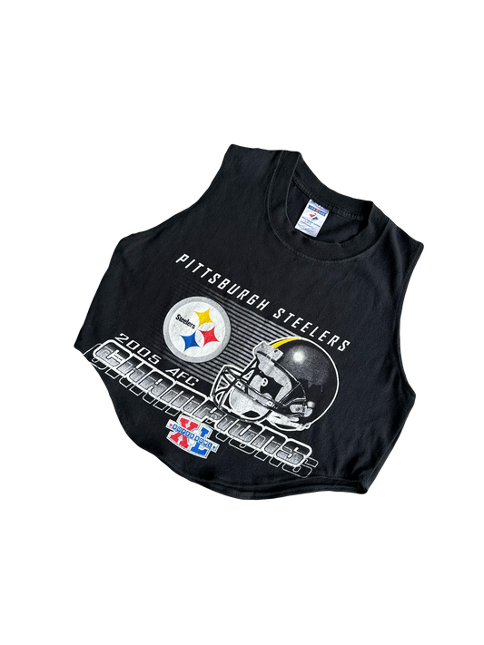 Custom cut off Steelers crop tee